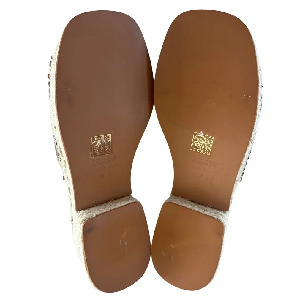 J. Crew Made-in-Spain Block Heel Espadrilles Leather Brown‎ 10 Summer 2025 $228